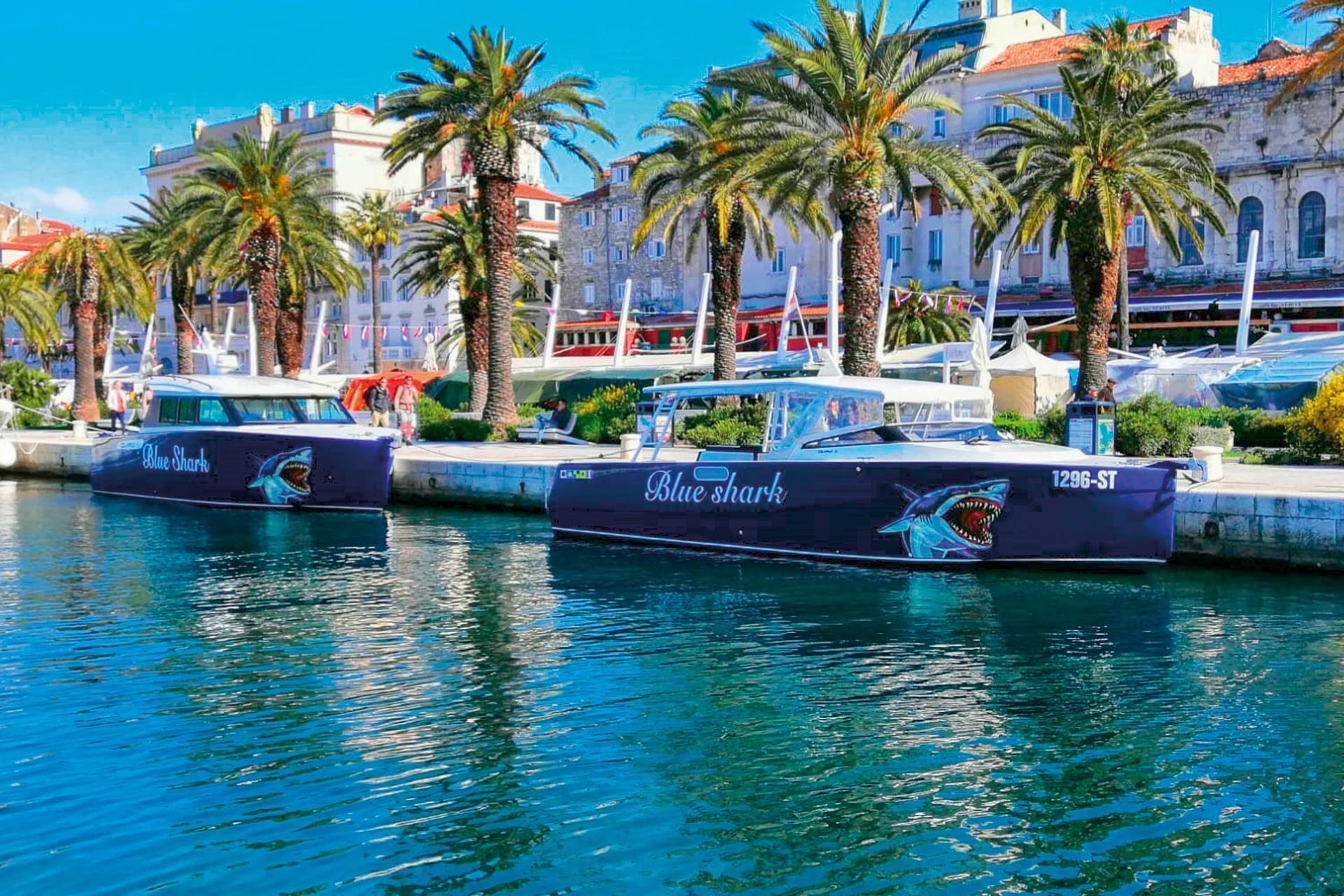 Blue Shark Boat Tours & Transfers boats on famous Split Riva