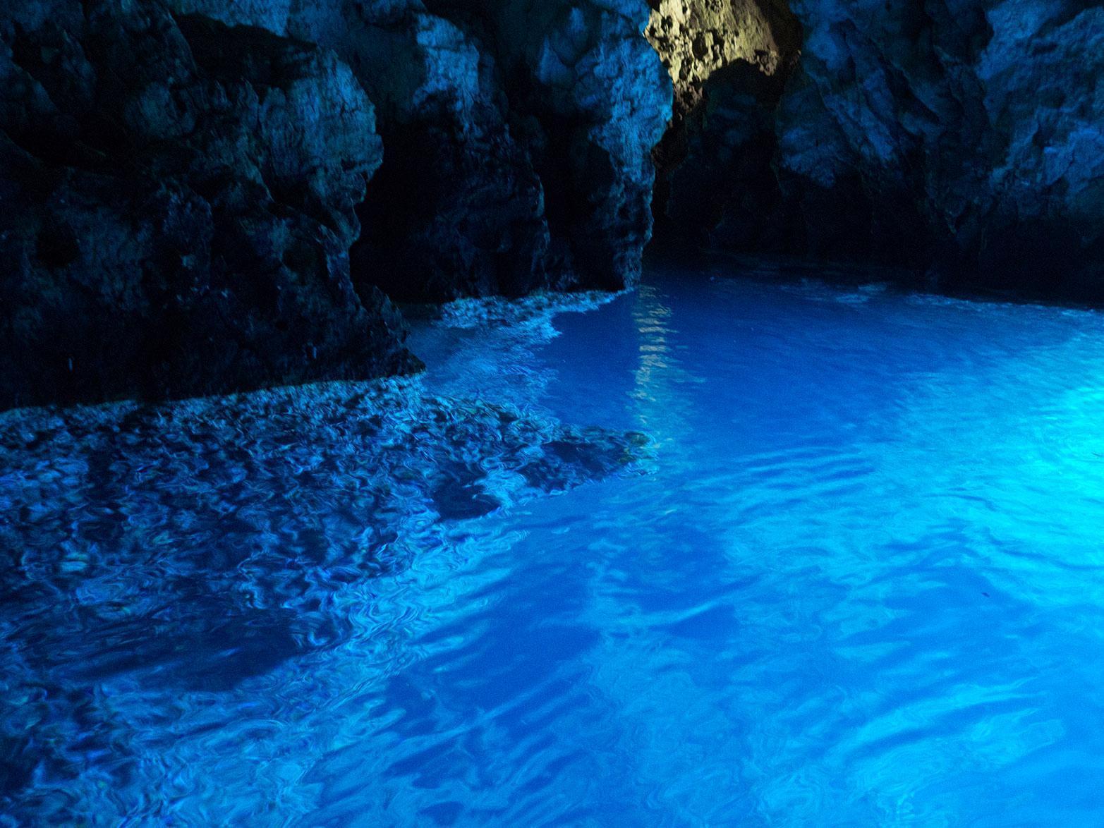 Blue Cave on Island Bisevo with Blue Shark Split