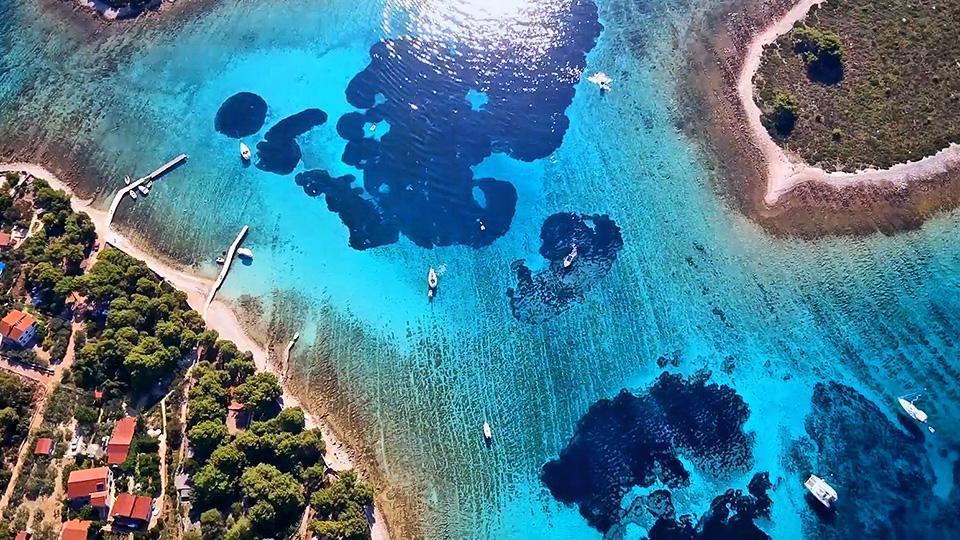 Beautiful Adriatic sea of Blue Lagoon near island Drvenik