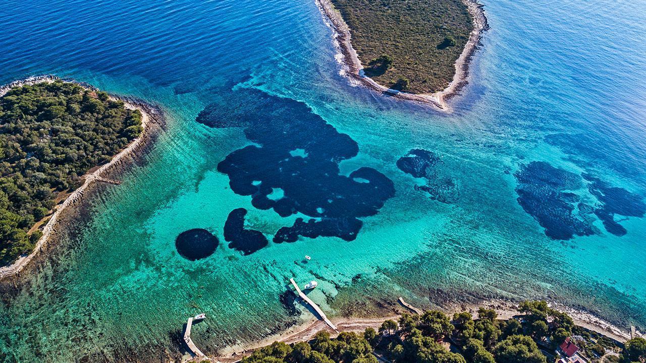 Blue Lagoon near island Drvenik also known as Krknjaši islands
