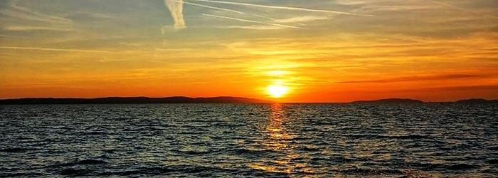 Sunset over Adriatic wit Blue Shark