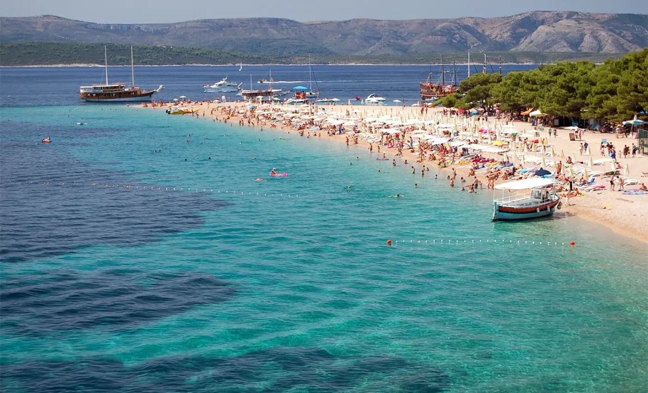 The beach  Golden Horn is famous for its distinctive appearance, cleanliness of the sea and additional facilities and is one of the most beautiful European beaches