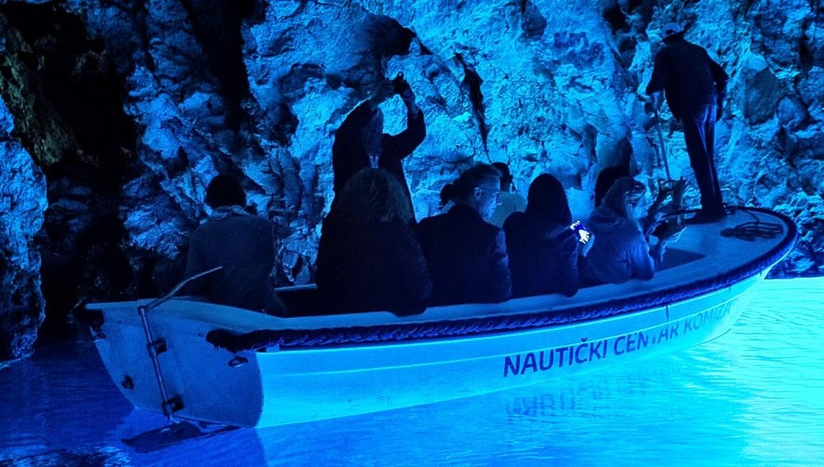 The small boat in the phenomenal Blue Cave